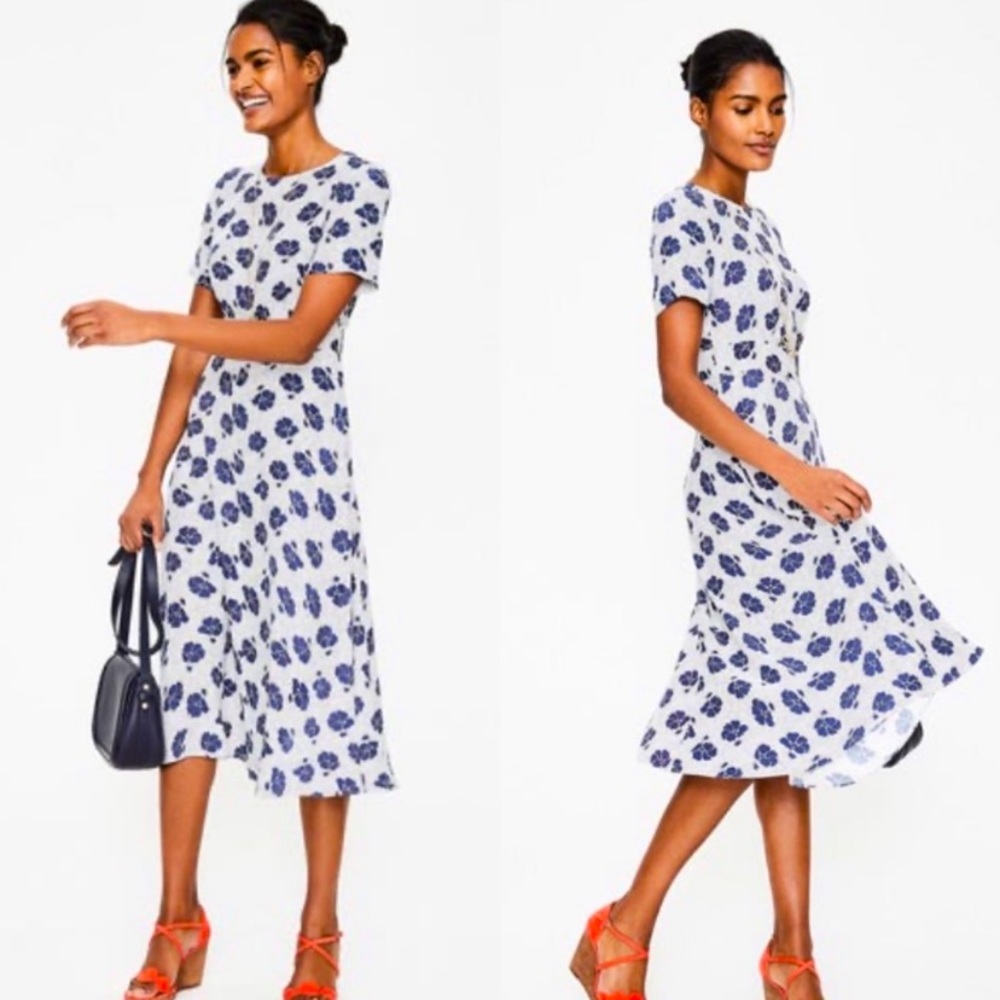 Boden Ruth Empire Waist Dress - Ivory Primrose EUC